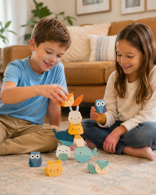 Wooden Forest & Ocean Animal Stacking Blocks