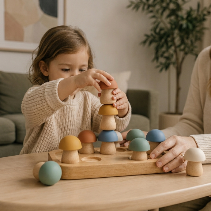 Wooden Mushroom Stacking & Sorting Game