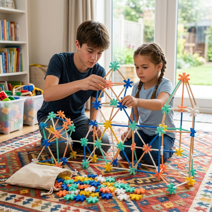 3D Geometric Snowflake Building Set