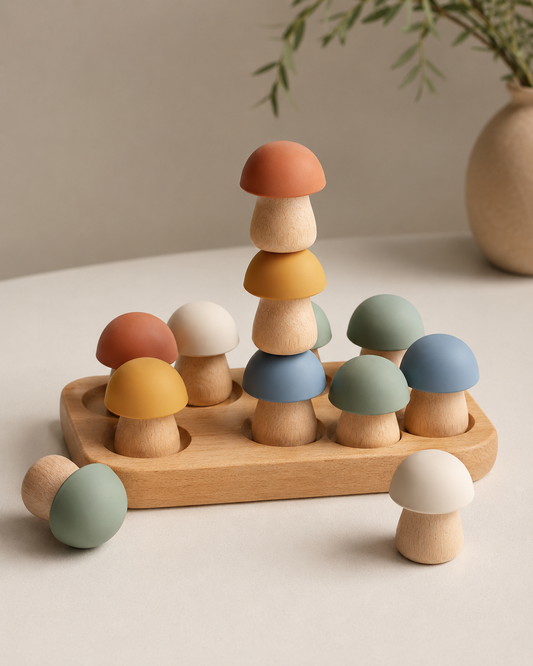 Wooden Mushroom Stacking & Sorting Game