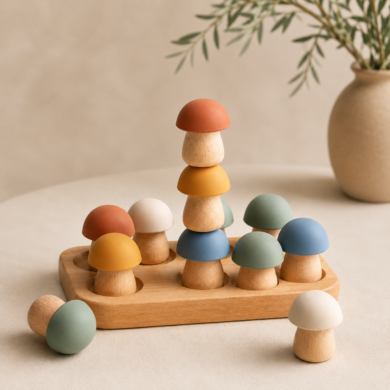 Wooden Mushroom Stacking & Sorting Game