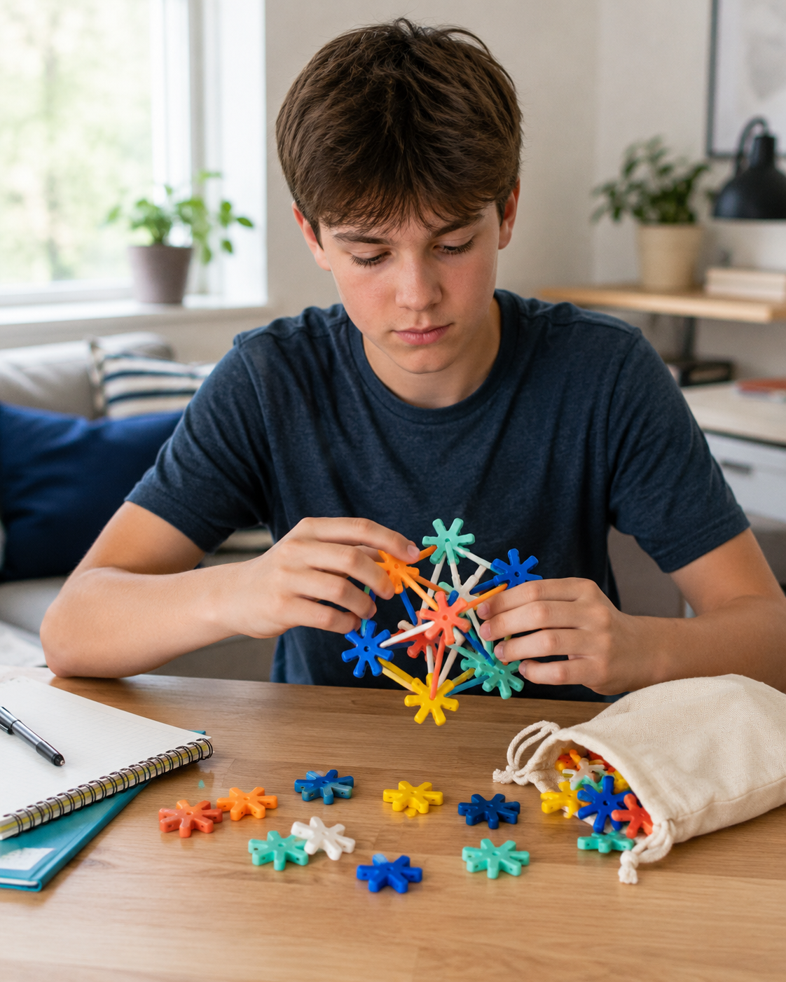3D Geometric Snowflake Building Set