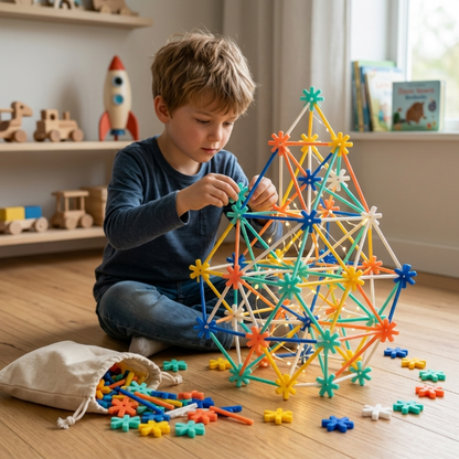 3D Geometric Snowflake Building Set