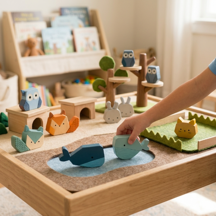 Wooden Forest & Ocean Animal Stacking Blocks