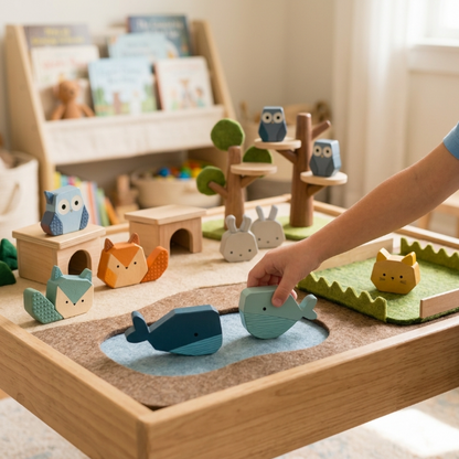 Wooden Forest & Ocean Animal Stacking Blocks