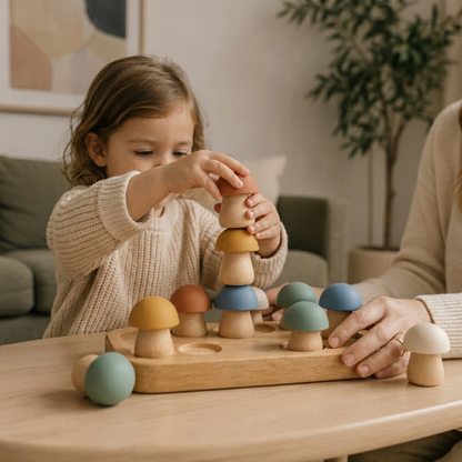 Wooden Mushroom Stacking & Sorting Game