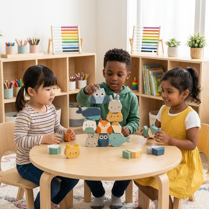 Wooden Forest & Ocean Animal Stacking Blocks